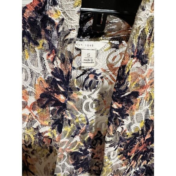 Lace boho romantic flowy duster cardigan kimono S/M oversized - Picture 5 of 8